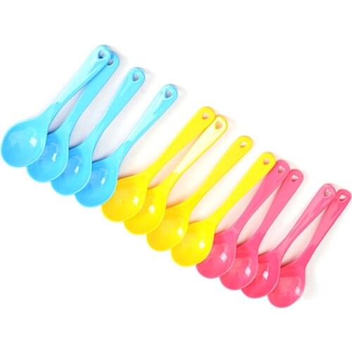 12 Pcs/Set Safe Plastic Baby Training Eating Spoon Set Food For Kids Hot Sale Baby Boys Girls Toddler Feeding Spoons 11.5x3cm