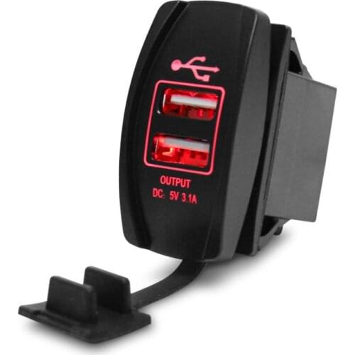 DC12V 3.1A Waterproof Dual Car USB Charger LED Socket Outlet For IPhone Sumsung Mobile Phone Chargers