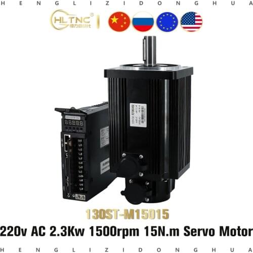 130ST-M15015 220V 2.3KW AC Servo motor 2300W 1500RPM 15N.M. Single-Phase ac drive permanent magnet Matched Driver A1-SVD 30A