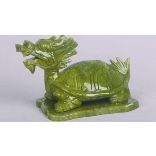 18CM # 2020 office home efficacious exorcise evil spirits Talisman Protection - jade Dragon Turtle FENG SHUI Sculpture statue