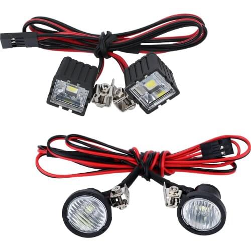 2PCS Round/Square LED Headlight Spotlight for 1:10 RC Crawler Car Traxxas TRX-4 TRX6 SCX10 90046 Wraith RR10 MST Redcat