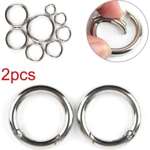 2pcs Zinc Alloy Spring O-Ring Buckles Clips Plated Door Carabiner Handbags pets Collar Round Trigger Hooks climbing equipment