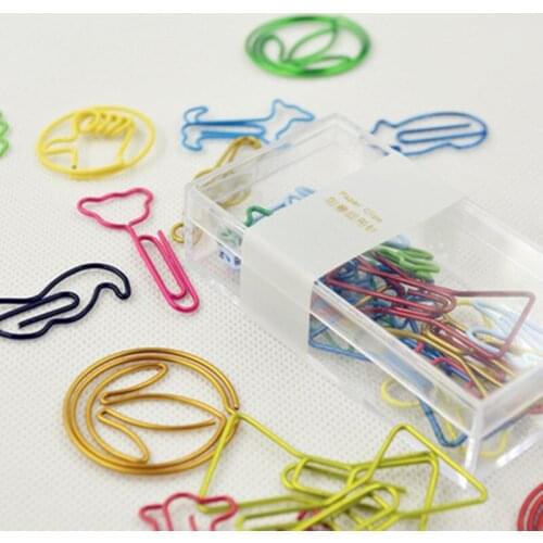 20Pcs Cute creative cartoon shaped paper clip bookmark office handbook metal clips wholesale custom