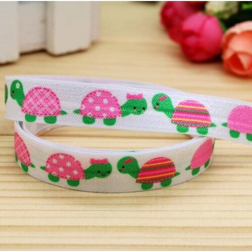 5/8'' Free shipping Fold Elastic FOE turtle girl printed headband headwear hairband diy decoration wholesale OEM P5369