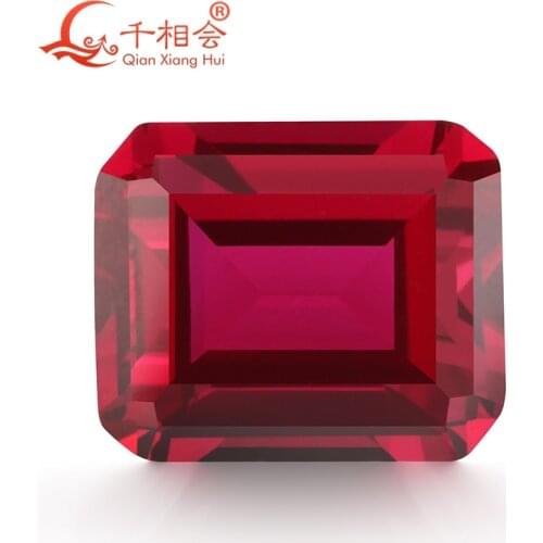 5# red color ruby rectangle shape emerald cut artificial Sapphire corundum gem stone for jewelry making