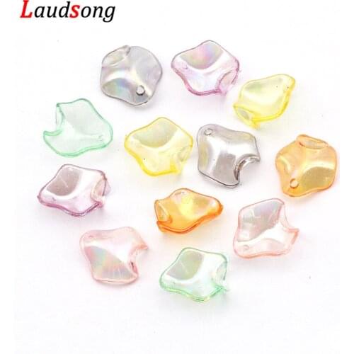 50pcs 15mm Multicolor AB Transparent Acrylic Lotus Leaf Pendants Charms For Jewelry Making Finding Diy Handmade Accessories