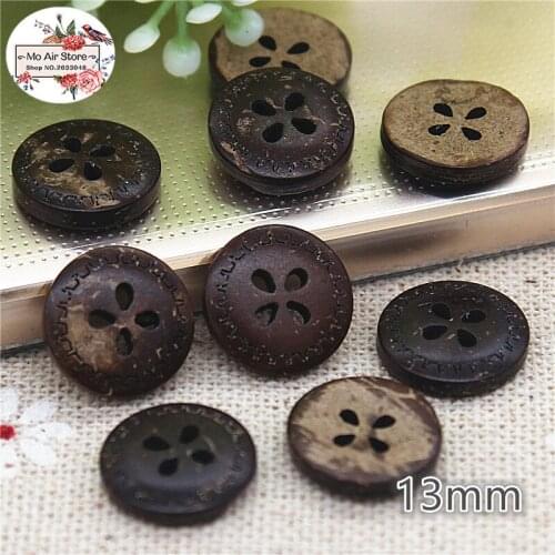 50pcs flower Coconut buttons natural wooden buttons crafts and scrapbooking sewing accessories botone 13mm