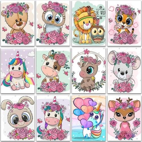 5D DIY Diamond Painting flowers animals unicorn tiger lion rabbit Full Square&Round mosaic embroidery Cross stitch home decor