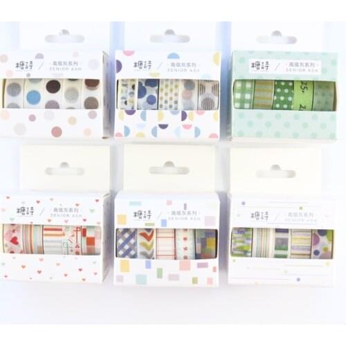 Domikee cute candy Japanese office school journal planner washi tape rolls accessories kawaii multi masking tape stationery 5pcs