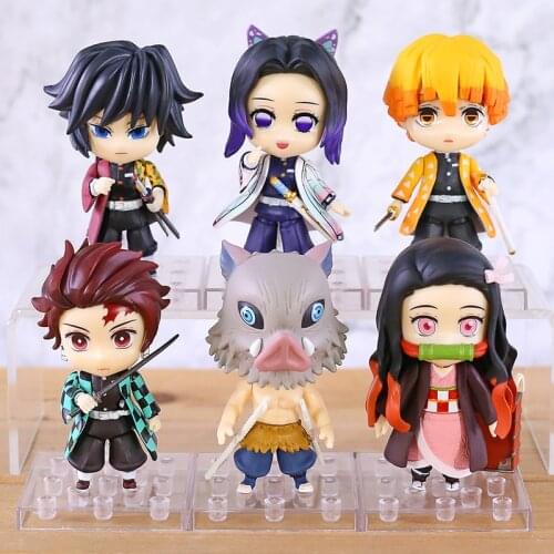 Demon Slayer Tanjirou Nezuko Inosuke Zenitsu Giyuu Shinobu Q Version PVC Action Figures Brinquedo Toys