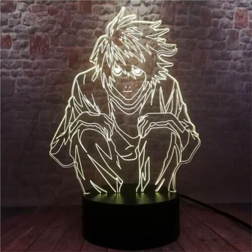 Manga Death Note L Lawliet Figure Led Night Light for Anime Room Store Decor Idea Cool Kids Child Bedroom Table Lamp Ryuk Figure