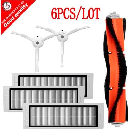 3PCS HEPA filter+2PCS side brush f+1PCS main brushor Xiaomi Mi Robot roborock S50 S51 T4 T6 T60 T7 Vacuum Cleaner