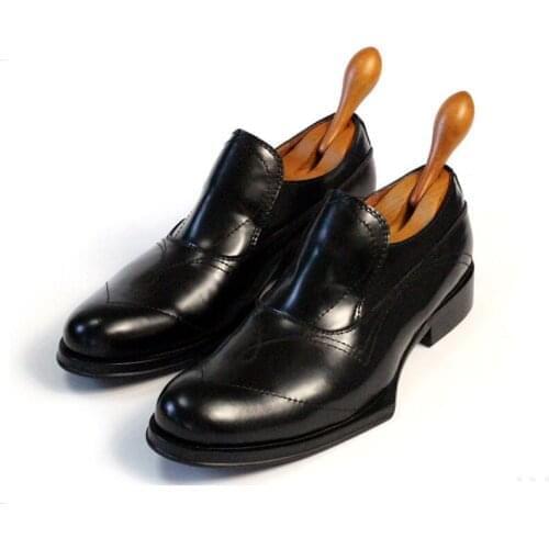 Italy Designer Block Heels Geometric Platform Runway Dress Shoes Men Moccasin Handmade Genuine Leather Loafers Office Footwear