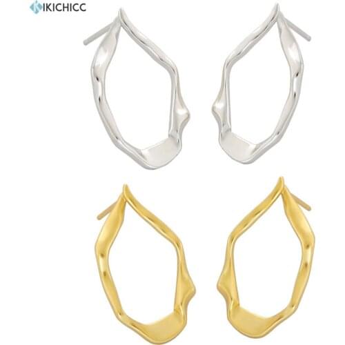 KIKICHICC 925 Sterling Silver Gold Plain Big Ovals Stud Earring Circel Luxury Women Fine Jewelry Rock Punk Party Jewelry Gift