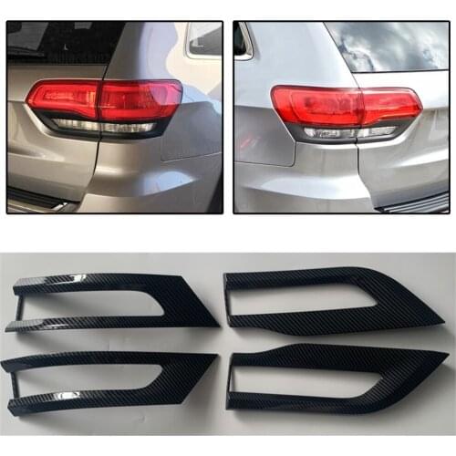 1Set of 4 Tail Light Trim Bezel Kit For 2014-2020 Jeep Grand Cherokee Carbon Fiber Tail Light Trim Bezel Kits New For Auto Parts