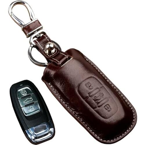 Car Leather Key Fob Cover Case for Audi Q5 A6 2015 A7 A8 2016 new A5 A4 2013 key holder key Glove Key Chain Auto Accessories