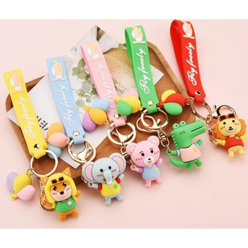 Fashion Forest Animal Doll Keychain Cute Lion Elephant Bear Pendant Couples Backpack Car Trinket Excellent Keyring PVC Cartoon