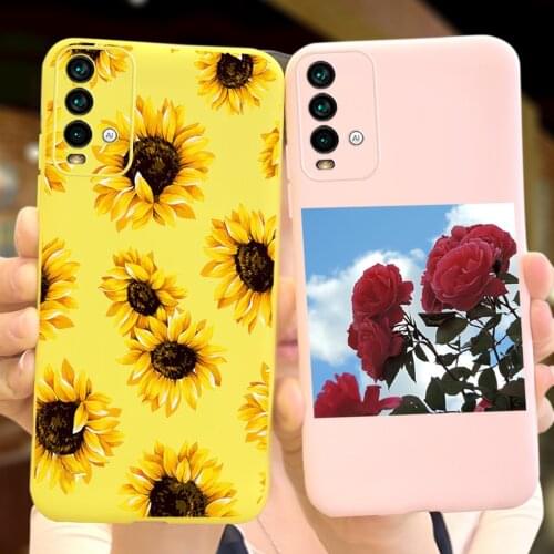 Fashion Girl Sunflower Cover For Xiaomi Redmi 9T Phone Case Silicone Soft Case on Redmi9T Coque Redmi 9 T 9T Funda Cute Bumper