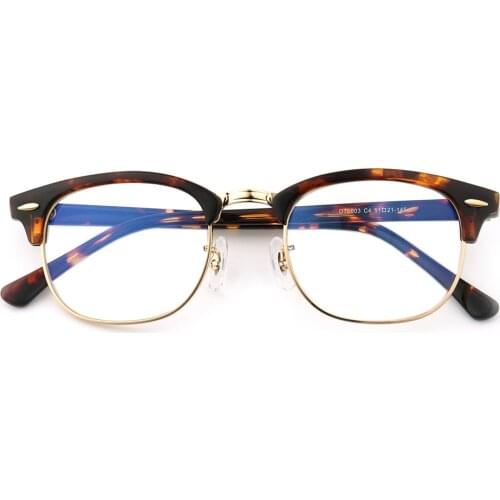 Men Square eyeglasses frames for women half-rim eyeglass frames Vintage Round Retro Business Glasses Eyewear Metal Black Grey