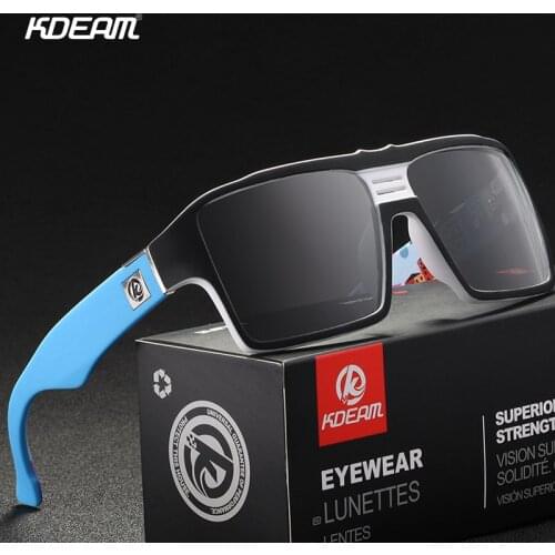 Retro Square Sunglasses Men Polarized KDEAM Keyhole Bridge Design Shades Twin Logo Mirror Lens With Free Box