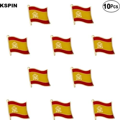 Spain Flag Lapel Pin Flag badge Brooch Pins Badges 10Pcs a Lot