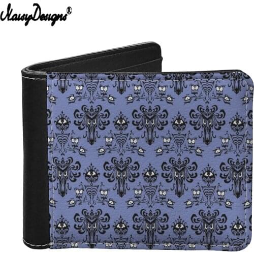 NOISYDESIGNS 2021 New Fashion Men Wallets Haunted Mansion Pattern Print Money Purse Coin Bag Zipper Short Male Card Holder Purse