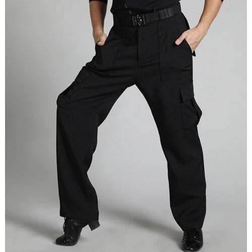 New Latin Dance Pant Men Black Pocket Trousers Cha Cha Rumba Samba Dancing Wear Male Competition Performance Clothing DNV12690
