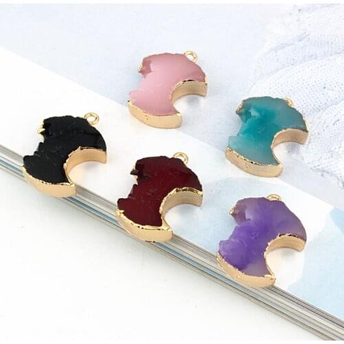 2Pcs Full Resin Stone Notch Necklace Findings Pendant Charms DIY Irregular Ear Drops Bracelet Jewelry Making Accessory F269