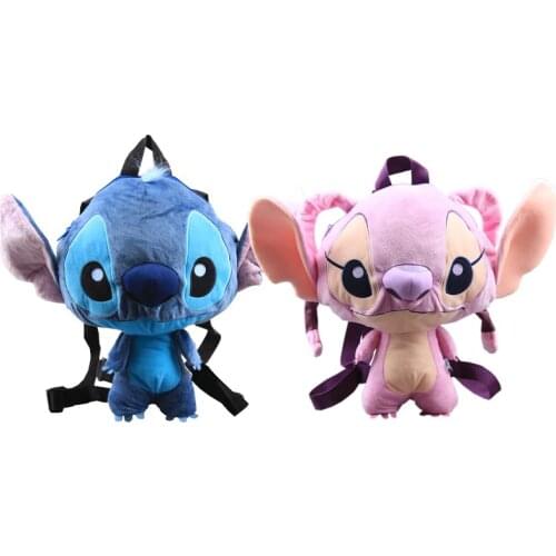 Disney girls Stitch Plush Backpacks cute Stuffed Animals toys boys School Bag kids gift
