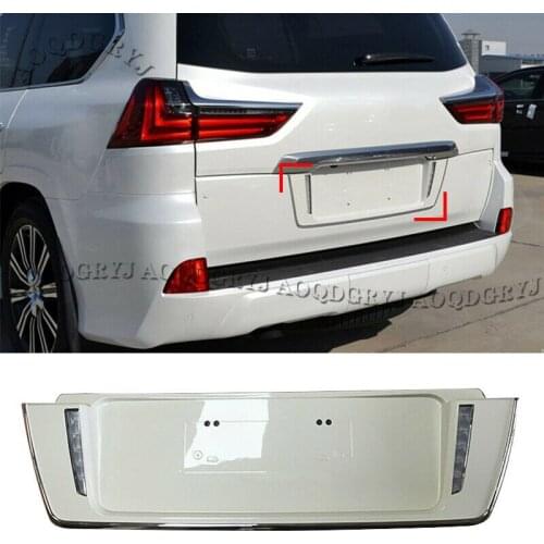 Pearl White License Plate Frames For LEXUS LX570 2016-2020 To TRD Style W/ LED Car modification Auto parts