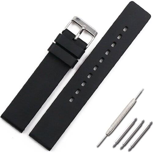 Silicone strap mens watch accessories pin buckle 18mm outdoor sports waterproof strap women watch band