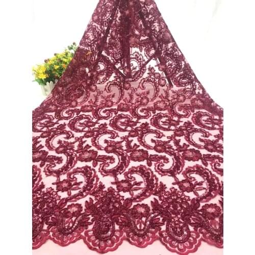 African Sequin Mesh Lace Fabric High Quality Nigeria Tassel Embroidery Sequin Lace Fabric For Party Fabric D4202