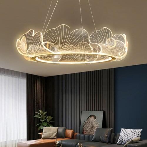 Ginkgo Leaf Art Chandelier Modern Italian living room lamp bedroom study LED dimming Chandelier