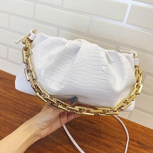 Womens Bag Leather Thick Chain Large Clouds Handbags Famous Luxury Designer Shoulder Bags Fashion Crocodile Pattern Crossbody