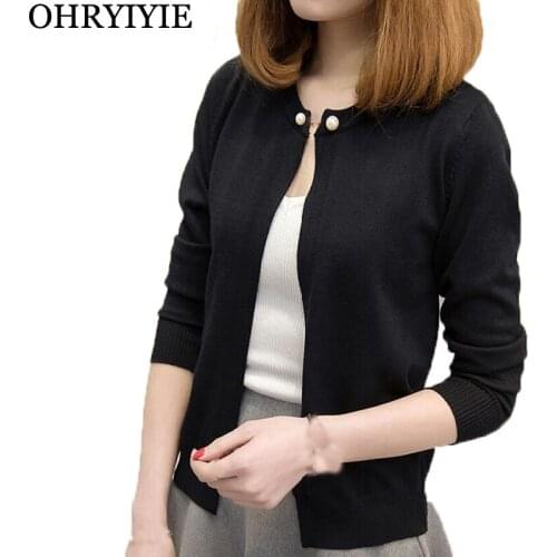 OHRYIYIE 2021 Spring Summer Thin Sweaters Women Cardigans Solid Color Single Button Womens Short Knitted Sweater Tops Female