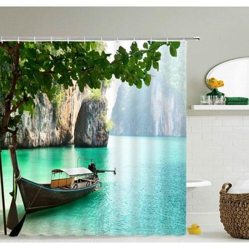 High Quality Washable Shower Curtain Natural Scenery 3D Waterproof Fabric Bathroom Decor Large 240X180 Printed Shower Curtain