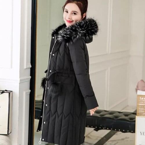 2019 winter new style down jacket fashion large wool collar long style women coat Korean version over knee thickened lady coats