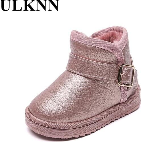 Girls Winter Warm Snow Boots Kids Flats Plush Cotton Shoes New Infant Princess Boots pink black plush kids boats size 21-37