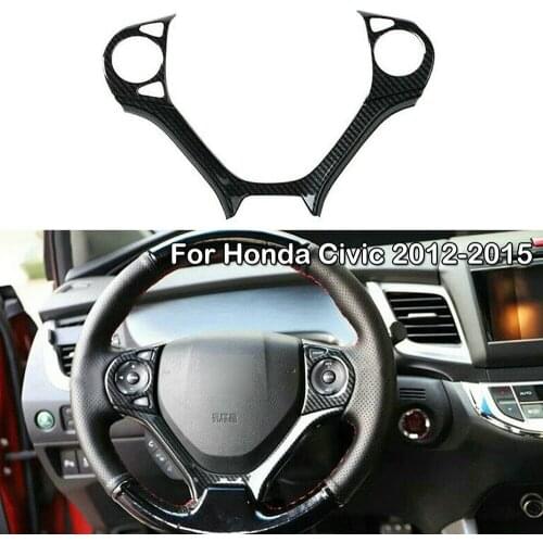 New 1x Carbon Fiber Style Steering Wheel Frame Decoration Cover Trim Sticker For Honda Civic 2012-2015
