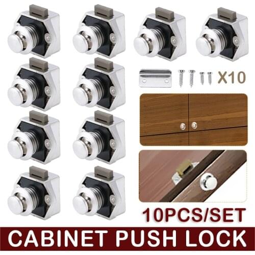 10pcs Diameter 20mm Camper Car Auto Push Lock RV Caravan Boat Drawer Latch Button Locks For Furniture Hardware Tool Accessories