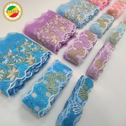 2021 High Quality 100% Cotton Fabric With Embroidery Lace Ribbon For Crafts African Daily Sewing Dresses Lace Accessories