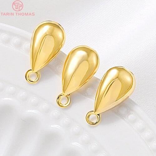 20PCS 8x17MM Hole 2MM 24K Gold Color Brass Drop Shape Stud Earrings High Quality Diy Jewelry Findings Accessories