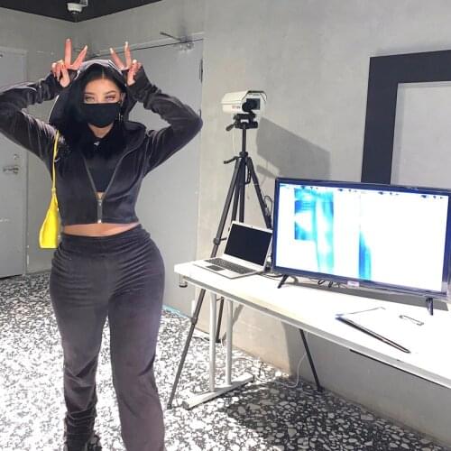 4 Colors Retro Y2k Millennial Velvet Self-Cultivation Zipper Cardigan Hoodie Pleated Small Straight Suit