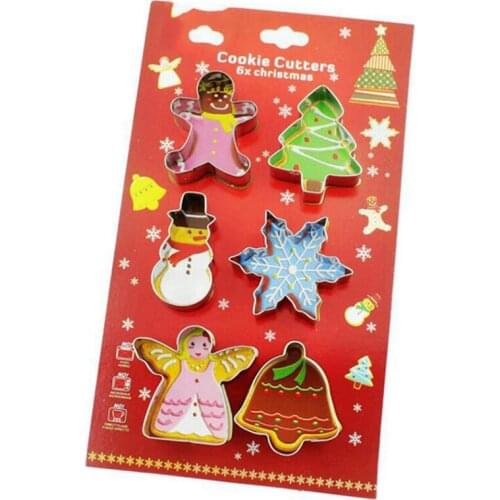 6pcs/set Christmas Cookie Cutter Mold 3D Stainless Steel Biscuit Mould Biscuit Cake Decoration Baking Tools