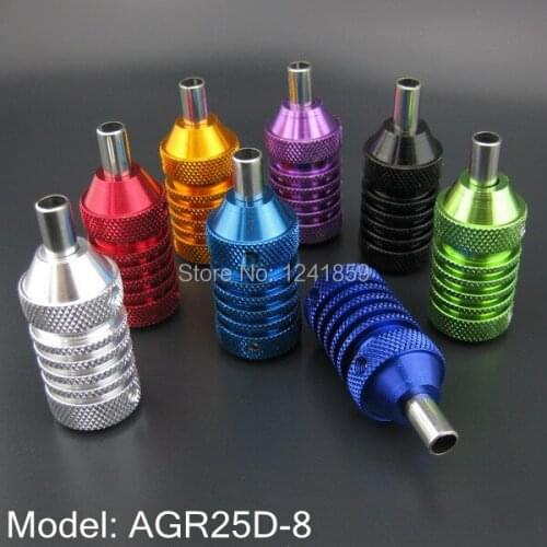 8PCS New Colorful Aluminum Alloy Tattoo Grip With Back Stem For Tattoo Machine Gun Supply AGR25D-8