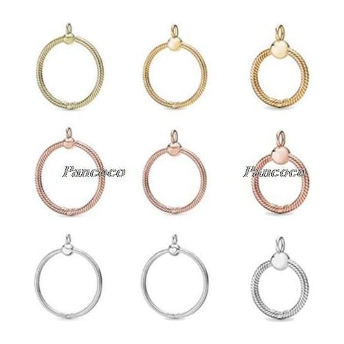 Authentic 925 Sterling Silver Rose Gold Small Medium & Large Crown O Pendant Fit Pandora Bracelet & Necklace Women DIY Jewelry