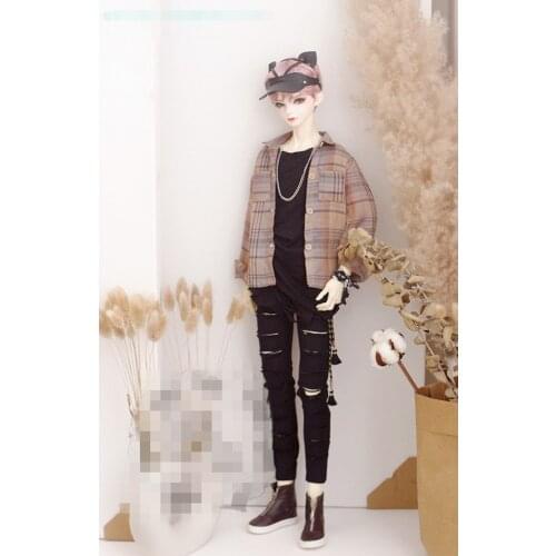 BJD Doll Wig suitable for 1-3 uncle size vintage plaid shirt shirt shirt jacket doll accessories