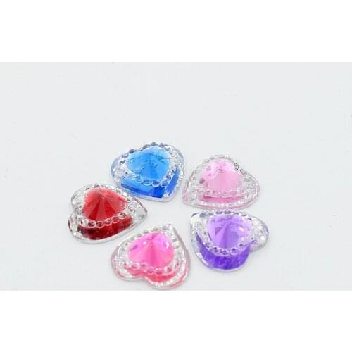 Shining Brightly 14mm 24Pcs Craft Flatback Resin Heart Stone Beads,Flatback Resin Rhinestone For DIY