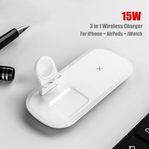 15W 3 in 1 Qi Wireless Charger Holder For iPhone 12 11 Pro Max 12 Mini X XR XS Max for Apple Watch iWatch 6 5 4 3 2 AirPods Pro