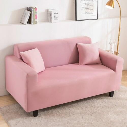 Elastic Sofa Cover 1 2 3 4 Seater for Living Room or Chaise Lounge Brushed Fabric Cute Pink Simple Style